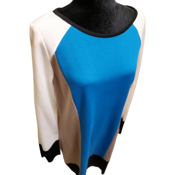 Saint John Blue, White, Black, Tan, Reversable Dress New With Tags Size 16 - Picture 2 of 8